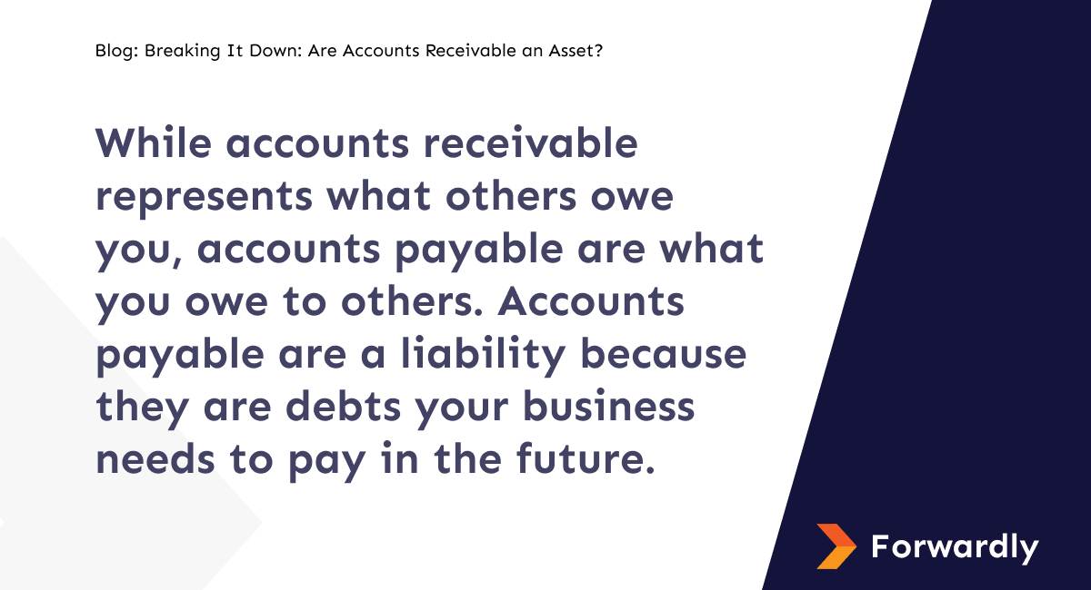 Forwardly blog- Accounts payable are a liability because they are debts your business needs to pay in the future. 
